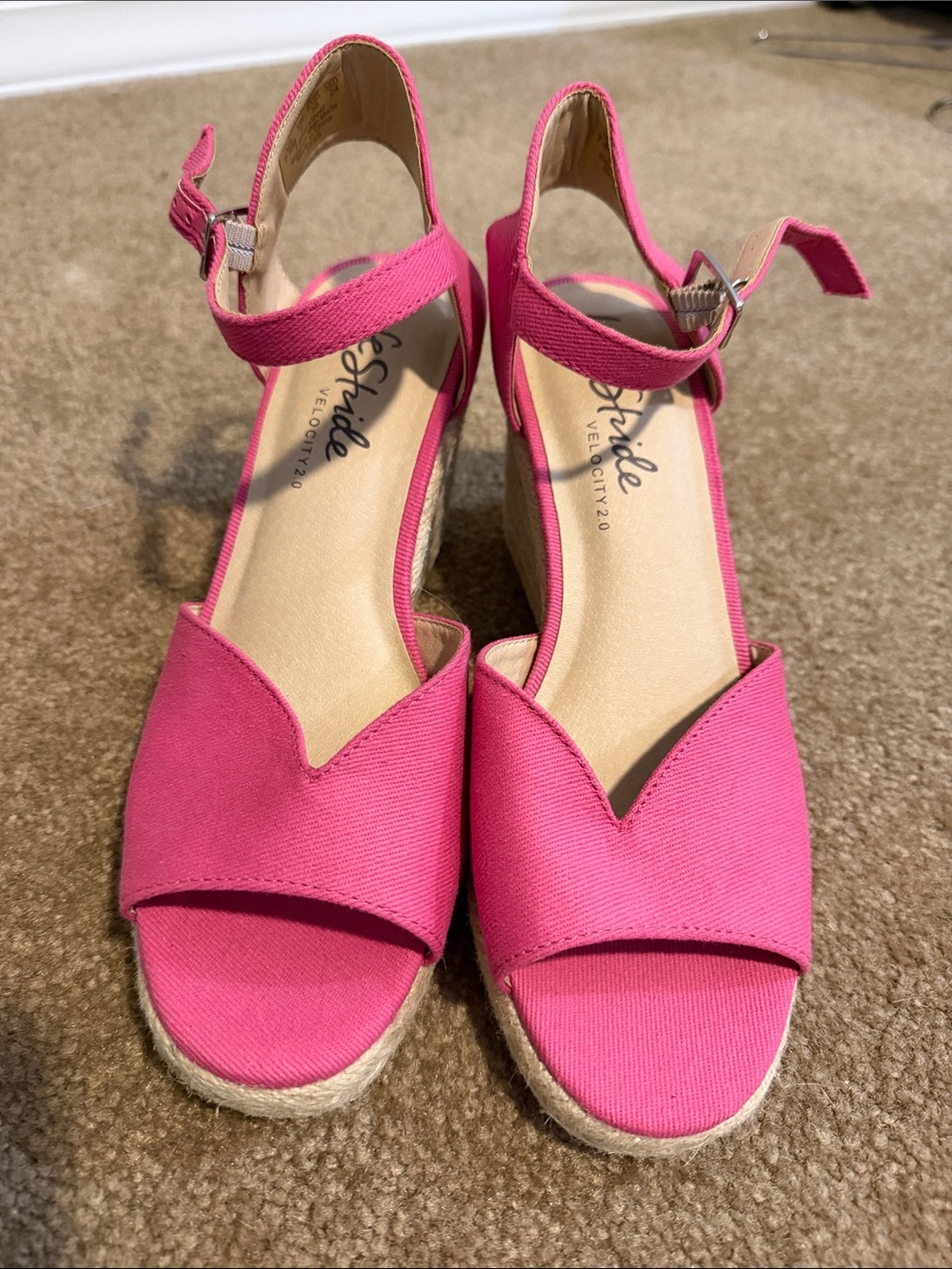 Hot Pink Ankle-Strap Espadrille Wedges